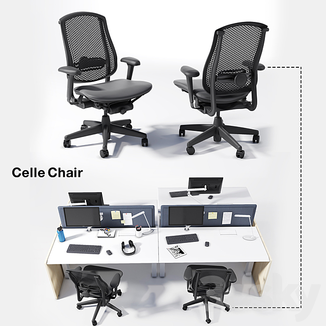 Renew Link Workstation & Celle chair 3DSMax File - thumbnail 3