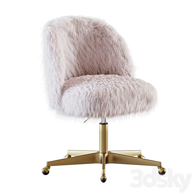 RH ALESSA KASHMIR FAUX FUR DESK CHAIR 3DS Max Model - thumbnail 1