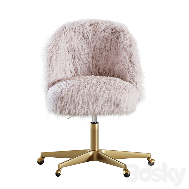 RH ALESSA KASHMIR FAUX FUR DESK CHAIR 3DS Max Model - thumbnail 2