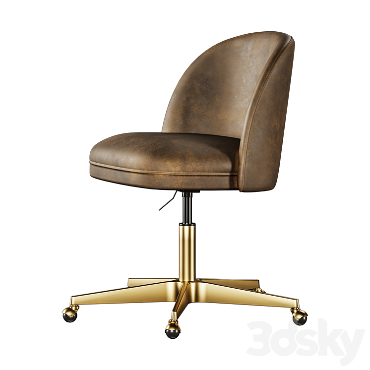 Rh Alessa Leather Desk Chair 3DS Max - thumbnail 1