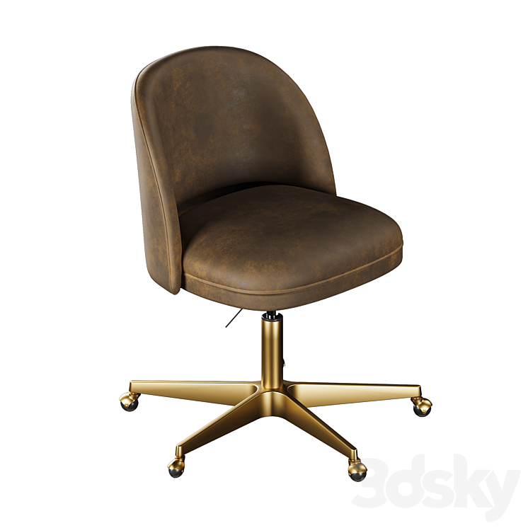 Rh Alessa Leather Desk Chair 3DS Max - thumbnail 2