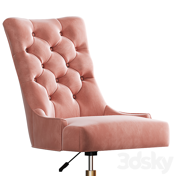 Rh Martine_adjustable velvet desk Chair 3DS Max - thumbnail 2