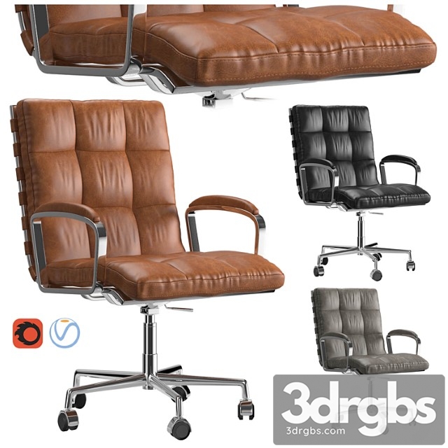 Rossi leather desk chair 2 3dsmax Download - thumbnail 1