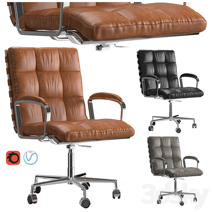 rossi leather desk chair 3DS Max - thumbnail 1