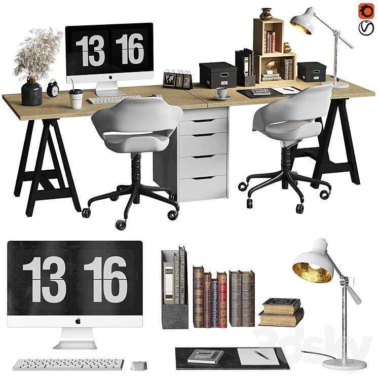 scandinavian workplace 3DS Max - thumbnail 1