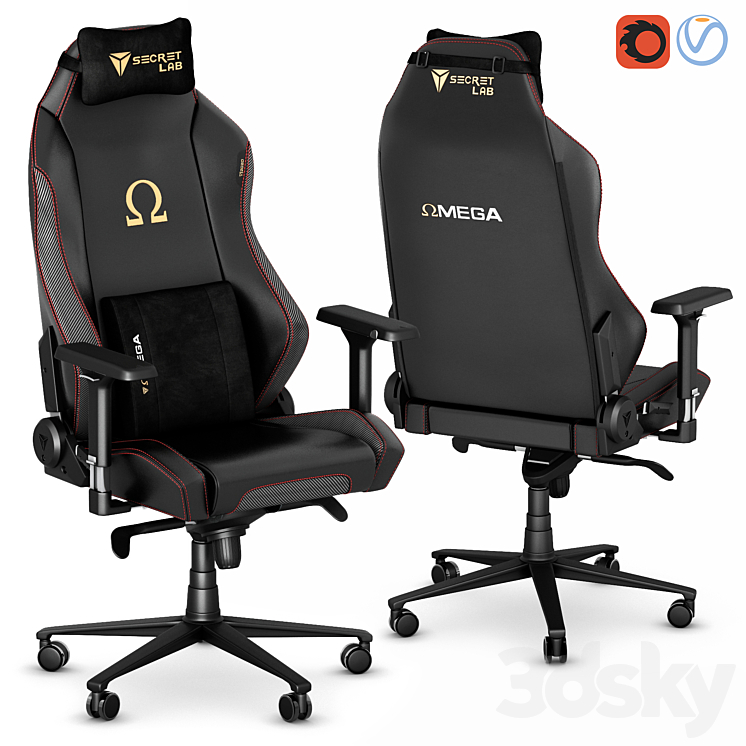 Secretlab Omega 2020 gaming office chair 3DS Max - thumbnail 1