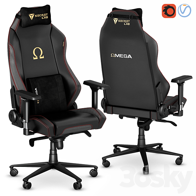 Secretlab Omega 2020 gaming office chair 3DSMax File - thumbnail 1