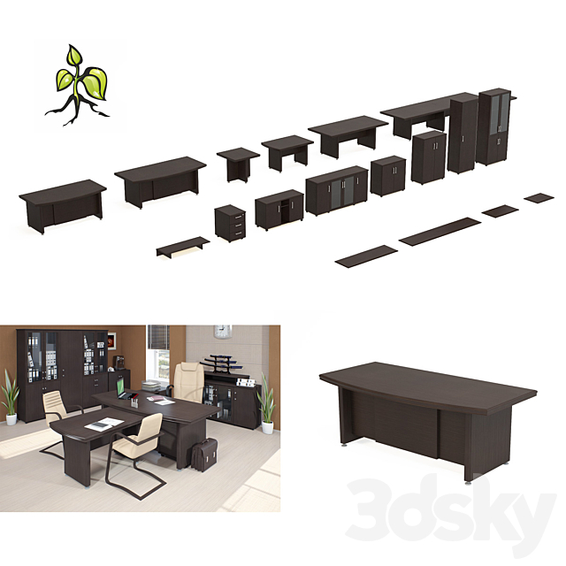 Set Office furniture “master” 3ds Max - thumbnail 1