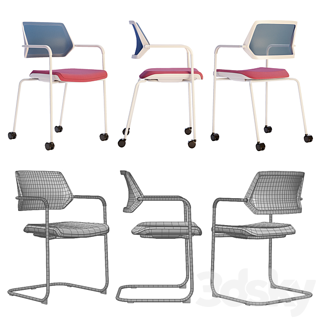 Steelcase – Office Chair Qivi Set1 3DSMax File - thumbnail 3