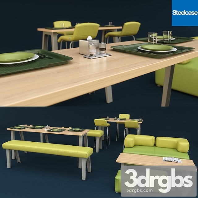 Steelcase office furniture dining room 2 3dsmax Download - thumbnail 1