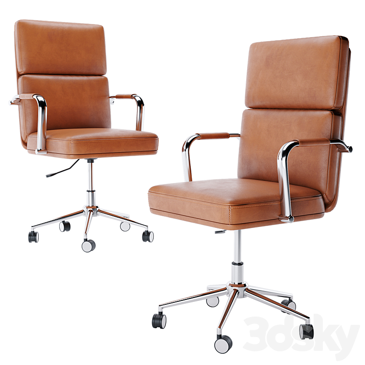 Swivel office chair 3DS Max Model - thumbnail 2