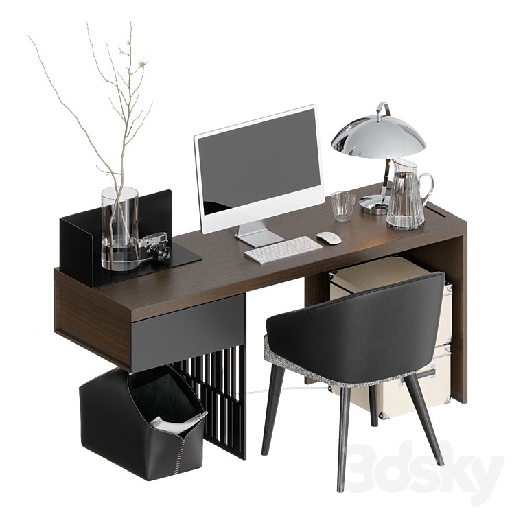 Table Molteni SCRIBA  Home Office Armchair Minotti Lawson IMAC 3DS Max - thumbnail 1