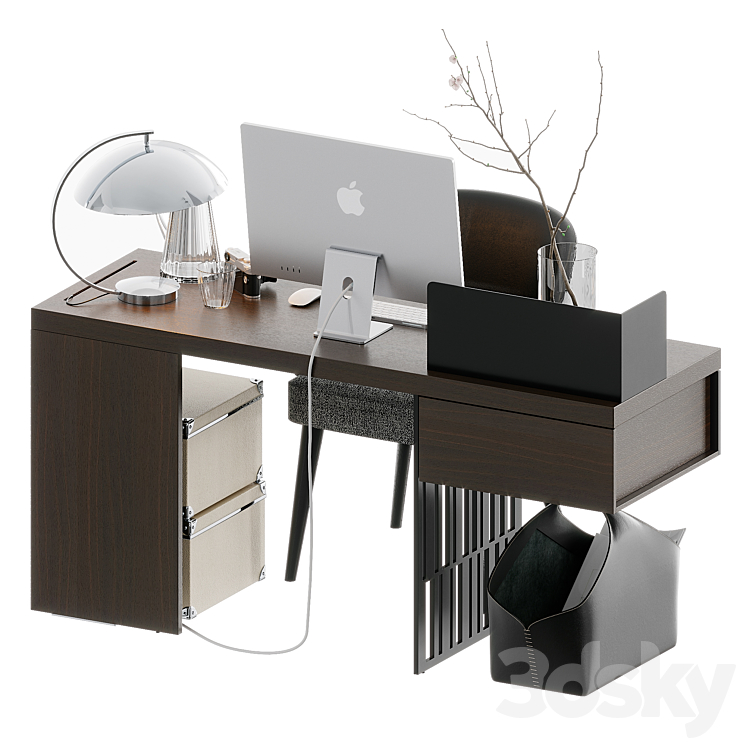 Table Molteni SCRIBA  Home Office Armchair Minotti Lawson IMAC 3DS Max - thumbnail 2