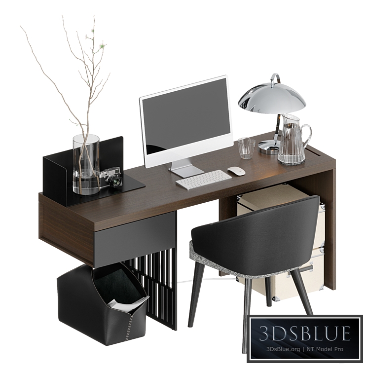 Table Molteni SCRIBA  Home Office Armchair Minotti Lawson IMAC 3DS Max - thumbnail 3