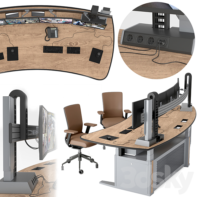 Vertiv Knurr Ergocon control desk 3DS Max Model - thumbnail 2