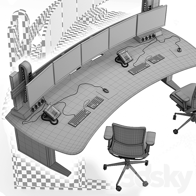 Vertiv Knurr Ergocon control desk 3DS Max Model - thumbnail 3