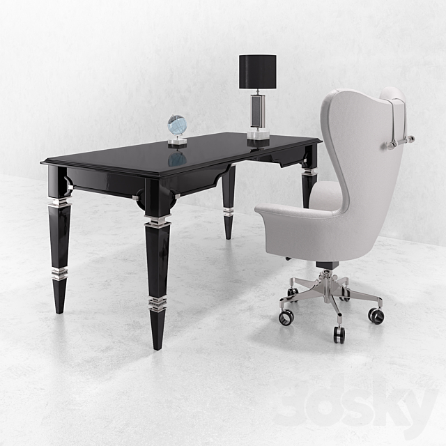 Visionnaire Desk & Armchair 3DS Max Model - thumbnail 2