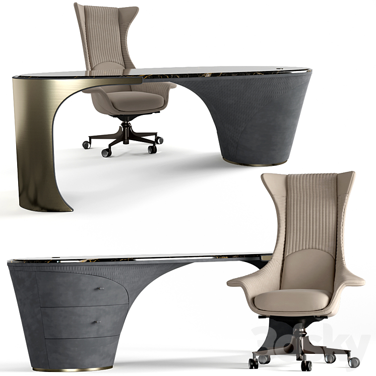 Visionnaire Planet armchair Jet desk 3DS Max - thumbnail 1