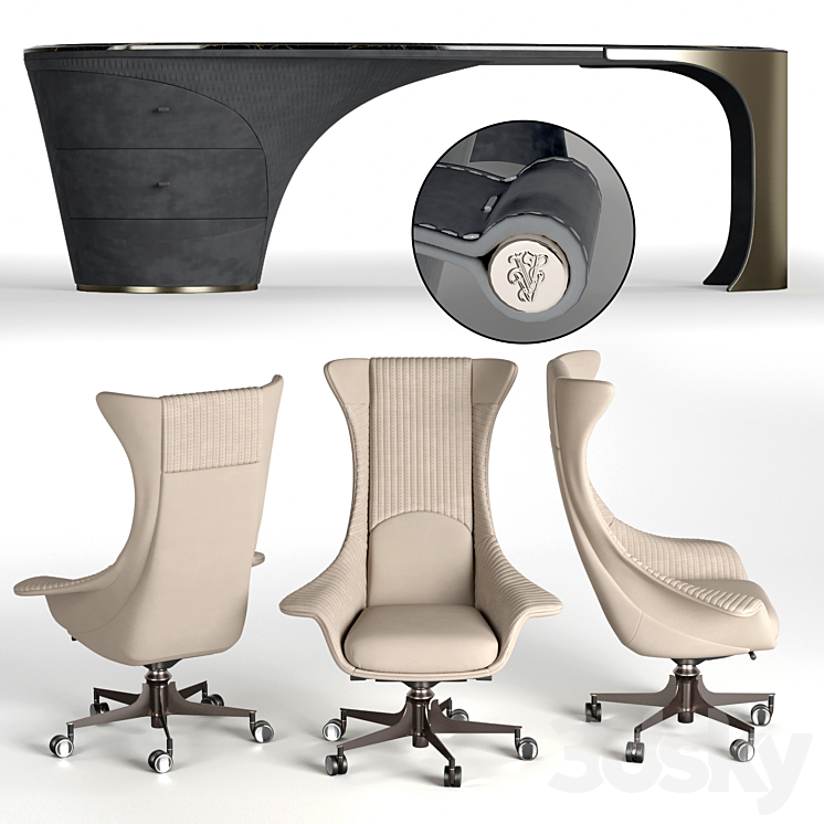 Visionnaire Planet armchair Jet desk 3DS Max - thumbnail 2