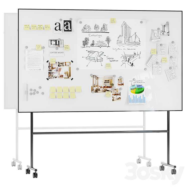 Whiteboard magnetic partition Lintex MONO 3DS Max Model - thumbnail 1