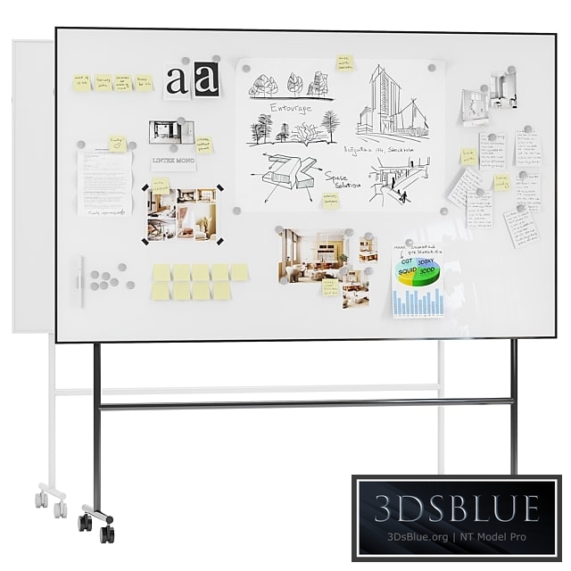 Whiteboard magnetic partition Lintex MONO 3DS Max - thumbnail 3