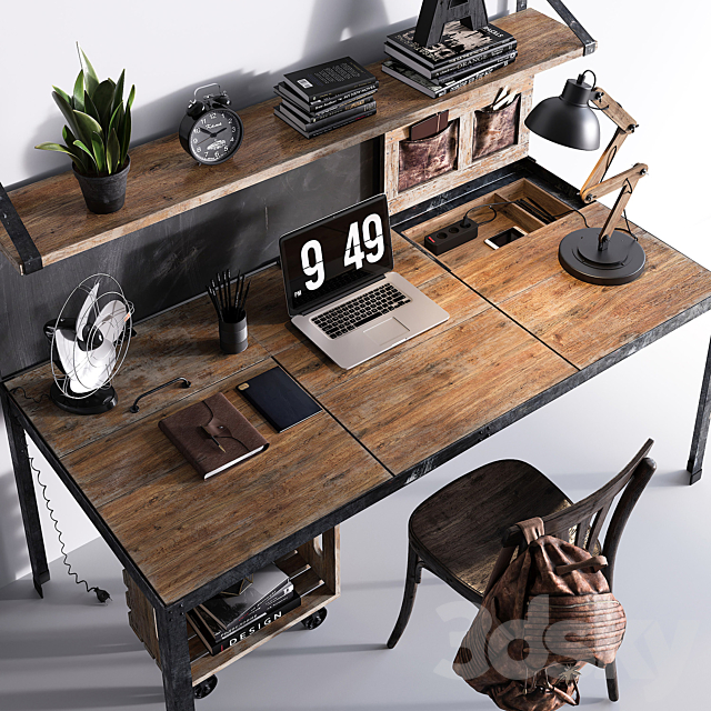 Work desk | Loft set 3DS Max Model - thumbnail 2