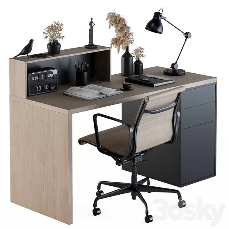 Work Table with Dried Plants – Set 82 3DS Max - thumbnail 1