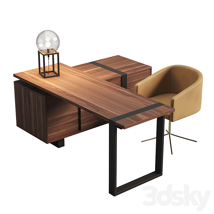 Working table CHICAGO + chair HAIA by LASKASAS 3DS Max Model - thumbnail 1