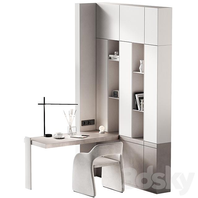 Workplace 2. Minimal home office furniture. Modular set. 3ds Max - thumbnail 3