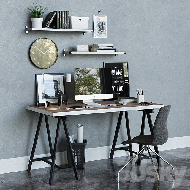 Workplace desk ikea LINNMON _ ODWALD 2 3DSMax File - thumbnail 1