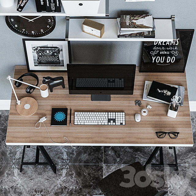 Workplace desk ikea LINNMON _ ODWALD 2 3DSMax File - thumbnail 2