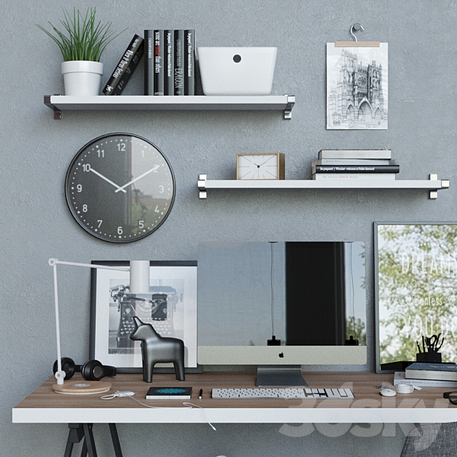 Workplace desk ikea LINNMON _ ODWALD 2 3DSMax File - thumbnail 3