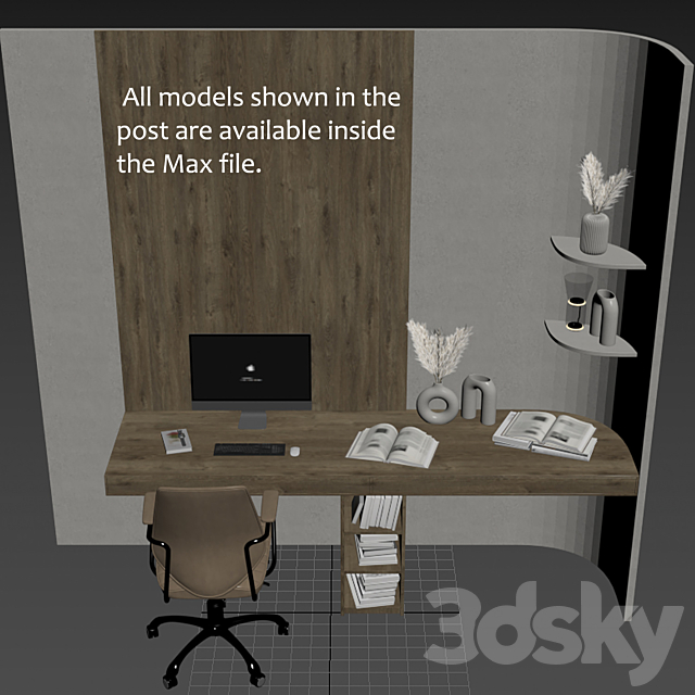 Workplace For Interior 3DS Max Model - thumbnail 5