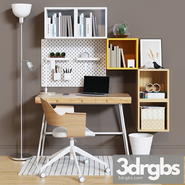 Workplace Set With Decor Ikea Sk 3 3dsmax Download - thumbnail 1