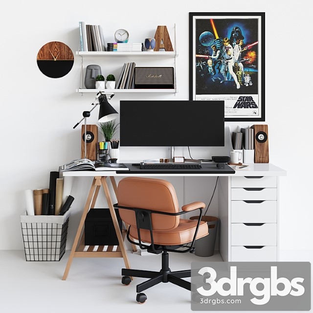 Workplace Set With Decor Sk 1 3dsmax Download - thumbnail 1