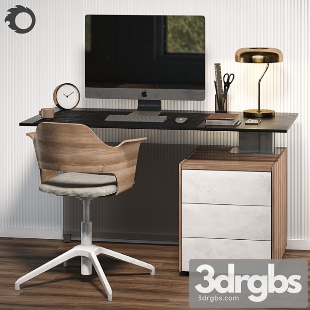 Workplace with bene table and ikea chair 2 3dsmax Download - thumbnail 1