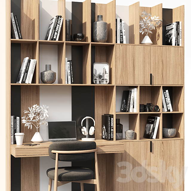 Workplace with decor 3dsMax Model - thumbnail 2