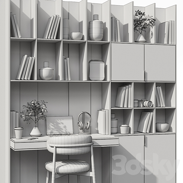 Workplace with decor 3dsMax Model - thumbnail 5