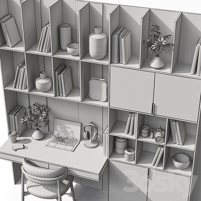 Workplace with decor 3dsMax Model - thumbnail 6