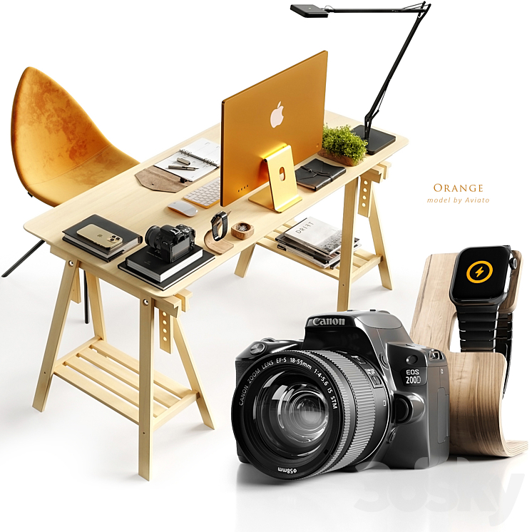 Workspace Orange 3DS Max Model - thumbnail 1