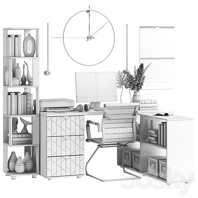 Workstation with corner desk Monblan 3ds Max - thumbnail 3