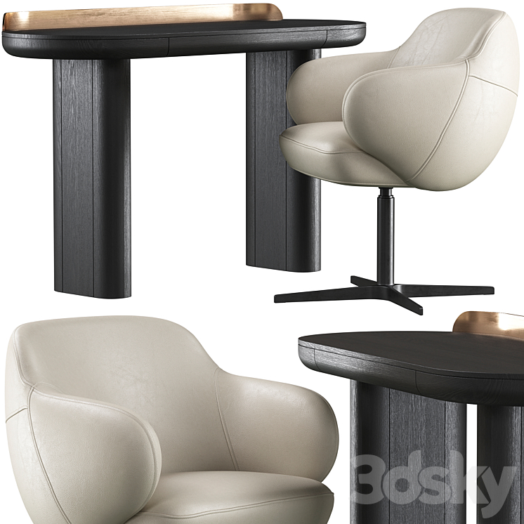 Writing desk Miniforms Jumbo and chair Cattelan Italia Bombe X 3DS Max Model - thumbnail 1