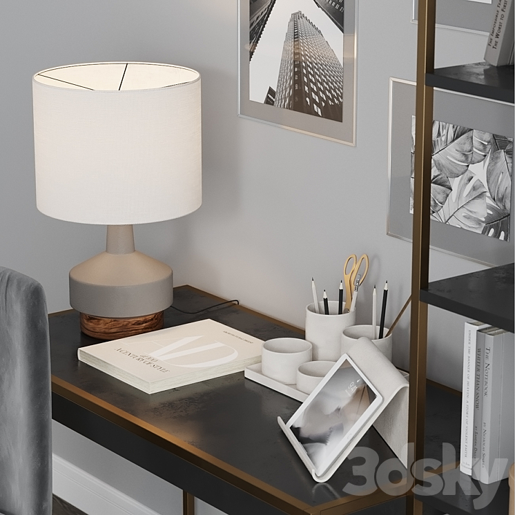 Zane Black Office Workplace West Elm 3DS Max - thumbnail 2