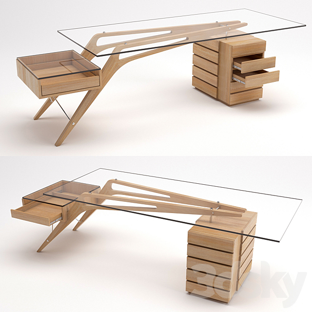 zanotta cavour writing desk 3ds Max - thumbnail 1