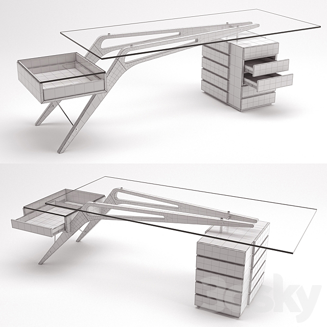 zanotta cavour writing desk 3ds Max - thumbnail 3