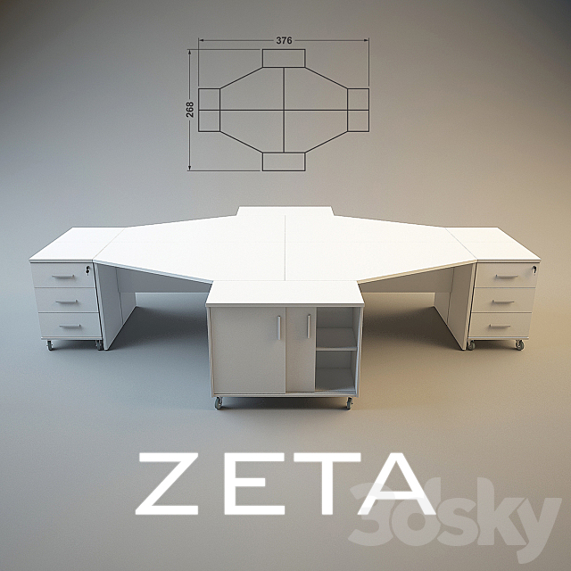 ZETA furniture for staff 3dsMax Model - thumbnail 1