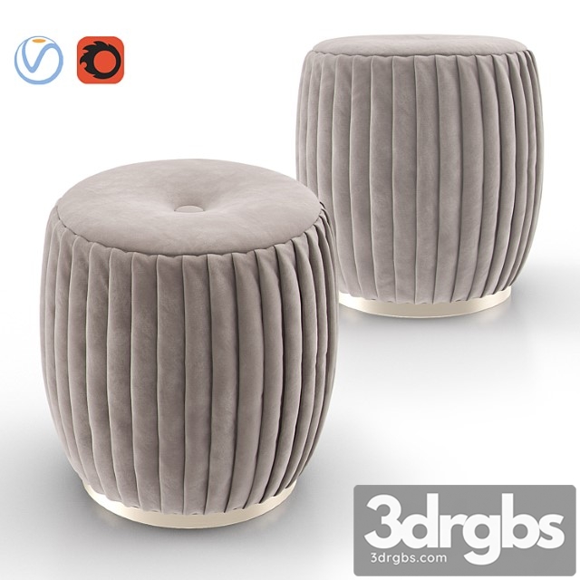 Bella beige velvet ottoman - thumbnail 1