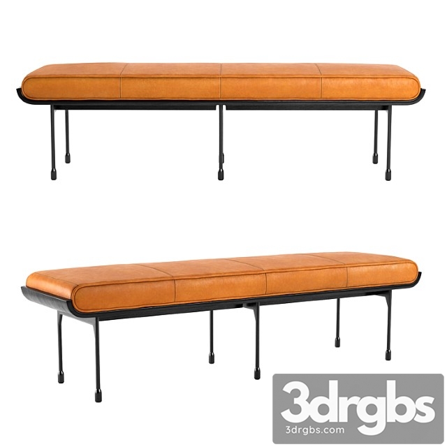 Cb2 juneau leather and metal bench - thumbnail 1