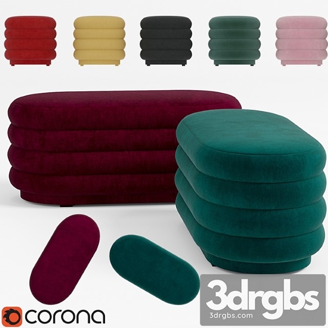 Ferm living – velour pouf oval - thumbnail 1