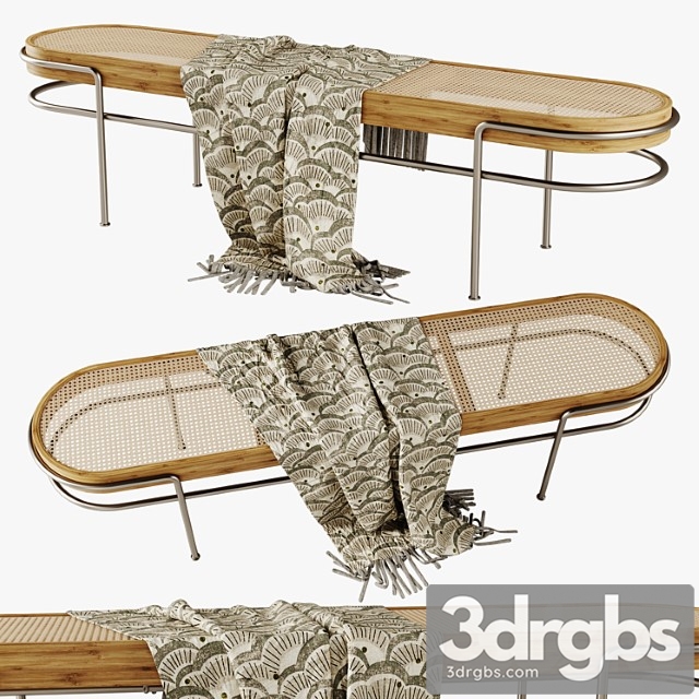 Rattan upholstered bench (lounge) - thumbnail 1